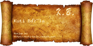 Kuti Béla névjegykártya